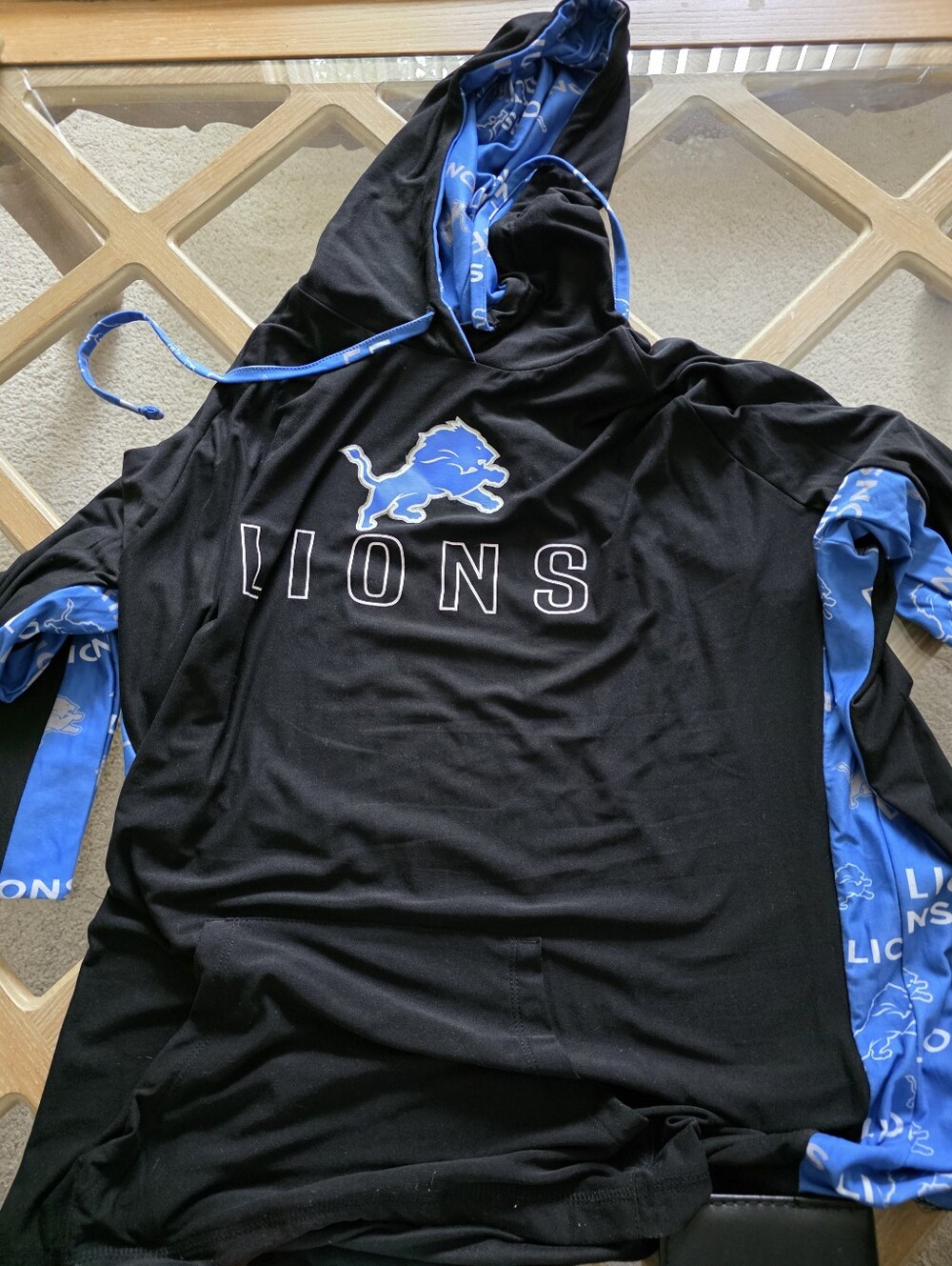 NFL Detroit Lions Black & Blue Zip-Up Sweater